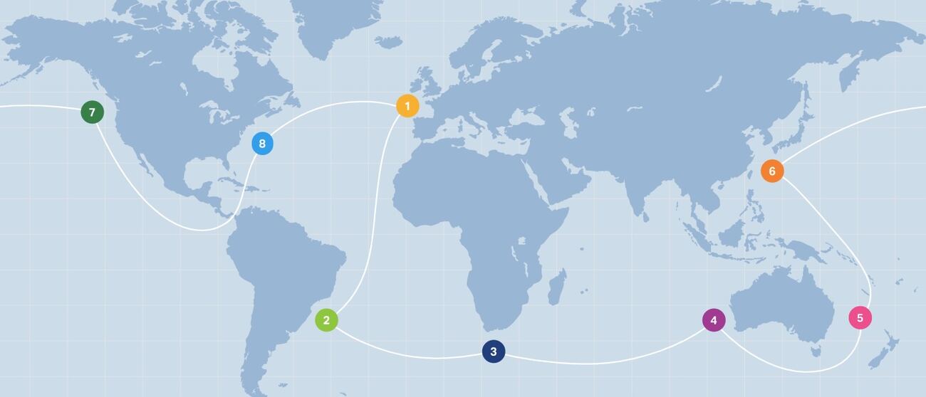 The Clipper Round the World race route